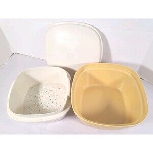 Vtg Tupperware Microwave Steam Store Steamer Colander Storage Container #888-1